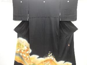 作家物　遠山に秋草・枝梅模様留袖(比翼付き)